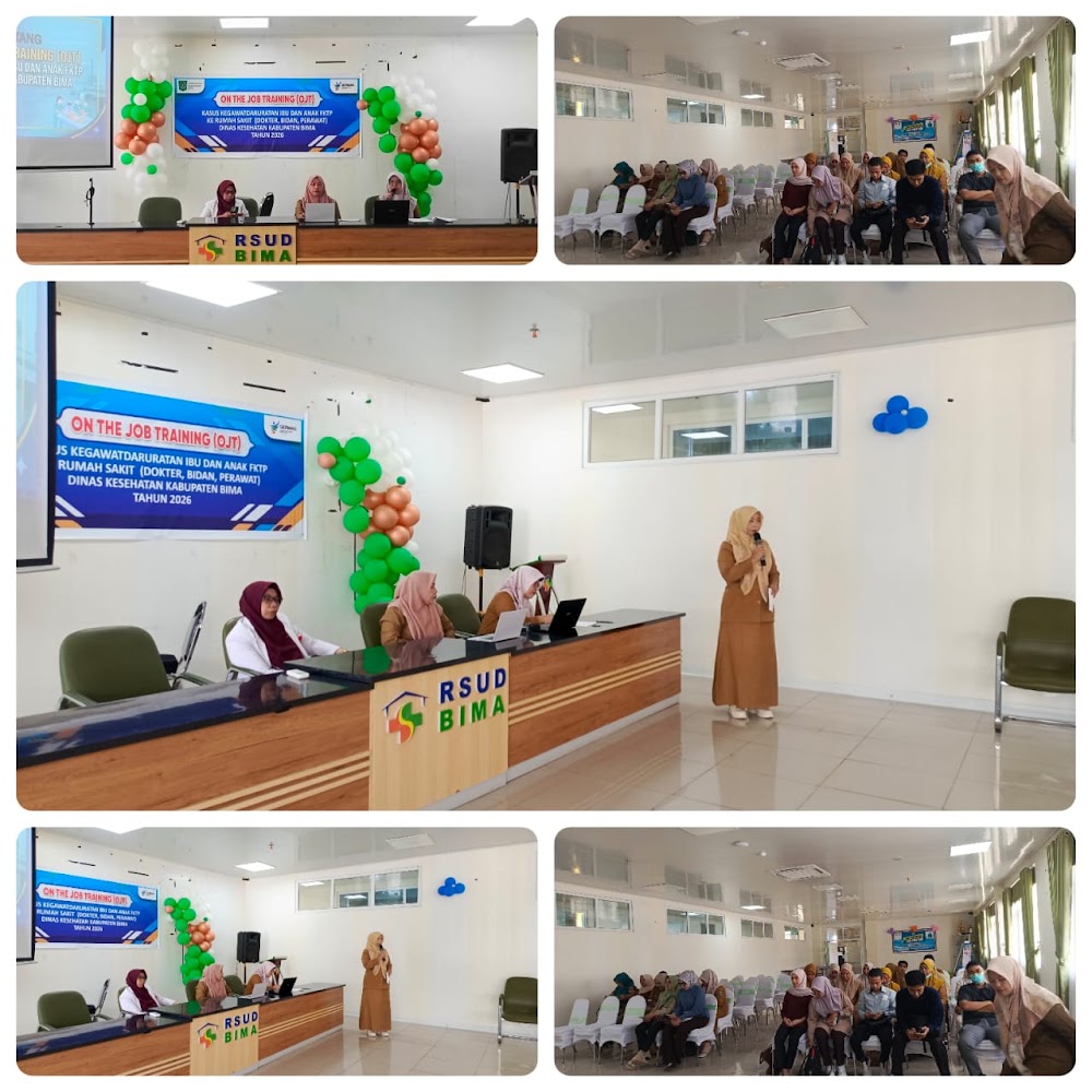 bertempat di aula RSUD Bima tim kesga melaksanakan kegiatan OJT kasus kegawatdaruratan ibu dan anak FKTP di RS tingkat kab. Bima tahun 2026